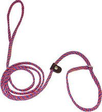 Load image into Gallery viewer, Lone Wolf Products Lone Wolf 1/4” Spiral Color Flat Rope Dog Slip Lead - 6’ only Blue/Orange
