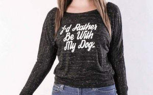 I’d Rather Be With My Dog I’d Rather Be With My Dog Black Marble Long Sleeve Flowy T