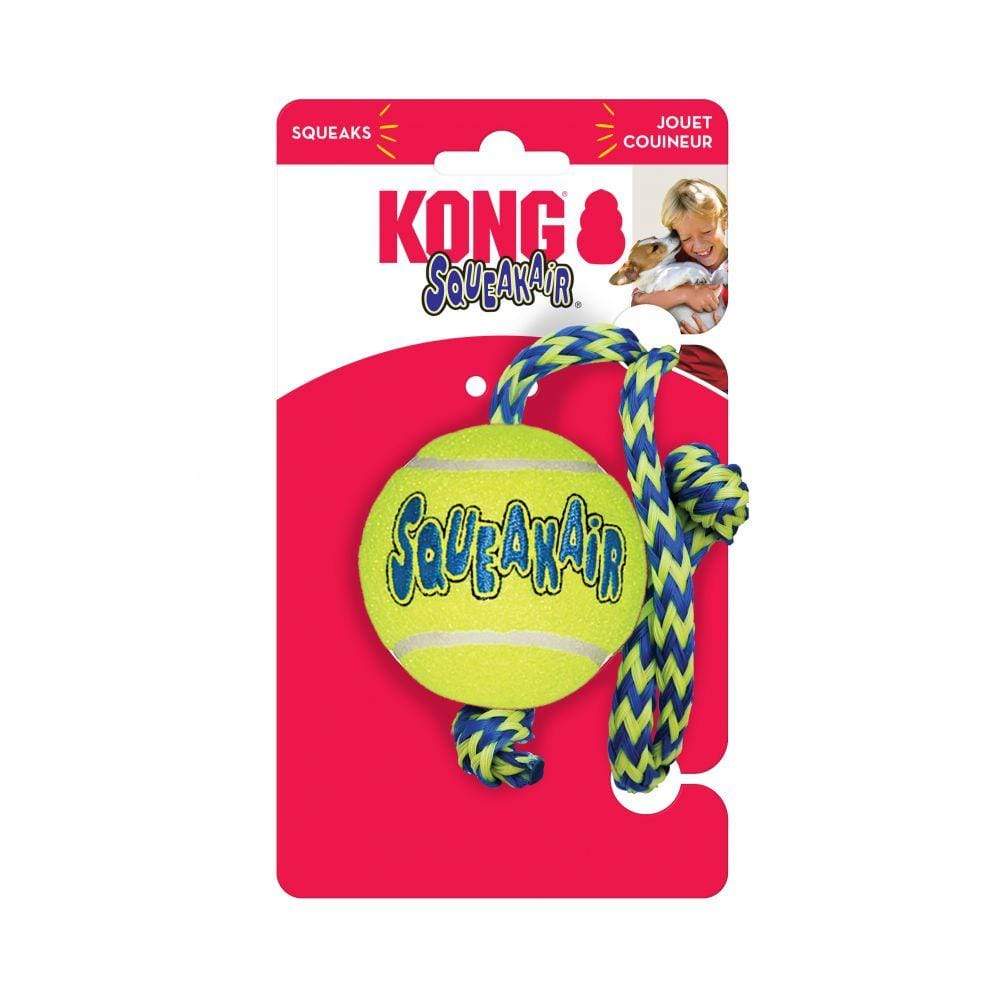 Kong Kong Squeakair Ball with Rope Dog Toy - Medium
