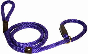 Lone Wolf Products Lone Wolf 1/2” Solid Color Round Rope Dog Slip Lead - 6’ only Purple