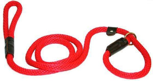 Lone Wolf Products Lone Wolf 1/2” Solid Color Round Rope Dog Slip Lead - 6’ only Red
