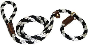 Lone Wolf Products Lone Wolf 1/2” Spiral Color Round Rope Dog Slip Lead - 6’ only Black/Silver