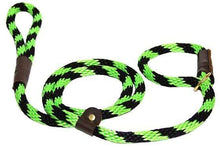 Load image into Gallery viewer, Lone Wolf Products Lone Wolf 1/2” Spiral Color Round Rope Dog Slip Lead - 6’ only Lime Twist Lime/Black
