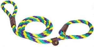Lone Wolf Products Lone Wolf 1/2” Spiral Color Round Rope Dog Slip Lead - 6’ only Mardi Gras
