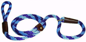 Lone Wolf Products Lone Wolf 1/2” Spiral Color Round Rope Dog Slip Lead - 6’ only Purple/Sky Blue