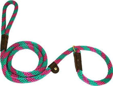 Load image into Gallery viewer, Lone Wolf Products Lone Wolf 1/2” Spiral Color Round Rope Dog Slip Lead - 6’ only Raspberry Twist Raspberry/Green