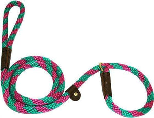 Lone Wolf Products Lone Wolf 1/2” Spiral Color Round Rope Dog Slip Lead - 6’ only Raspberry Twist Raspberry/Green