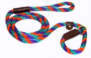 Lone Wolf Products Lone Wolf 1/2” Spiral Color Round Rope Dog Slip Lead - 6’ only Teal/Purple/Orange