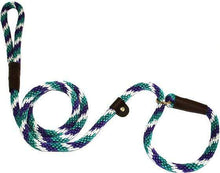 Load image into Gallery viewer, Lone Wolf Products Lone Wolf 1/2” Spiral Color Round Rope Dog Slip Lead - 6’ only Teal/Purple/White
