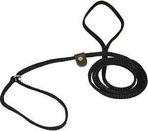 Lone Wolf Products Lone Wolf 1/4” Solid Color Flat Rope Dog Slip Lead - 6’ only Black