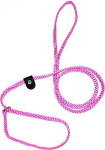 Lone Wolf Products Lone Wolf 1/4” Solid Color Flat Rope Dog Slip Lead - 6’ only Pink