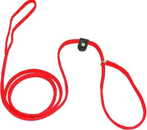 Lone Wolf Products Lone Wolf 1/4” Solid Color Flat Rope Dog Slip Lead - 6’ only Red