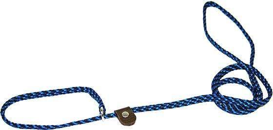 Lone Wolf Products Lone Wolf 1/4” Spiral Color Flat Rope Dog Slip Lead - 6’ only Black/Blue