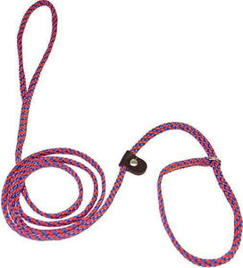 Lone Wolf Products Lone Wolf 1/4” Spiral Color Flat Rope Dog Slip Lead - 6’ only Blue/Orange
