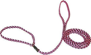 Lone Wolf Products Lone Wolf 1/4” Spiral Color Flat Rope Dog Slip Lead - 6’ only Pink/Brown