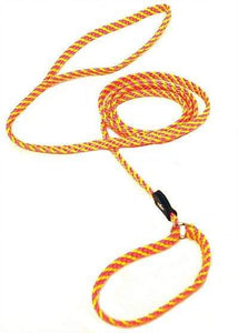 Lone Wolf Products Lone Wolf 1/4” Spiral Color Flat Rope Dog Slip Lead - 6’ only Pink Lemonade Pink/Yellow