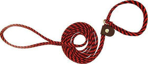 Lone Wolf Products Lone Wolf 1/4” Spiral Color Flat Rope Dog Slip Lead - 6’ only Red/Black