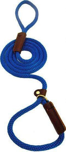 Lone Wolf Products Lone Wolf 3/8” Solid Color Round Rope Dog Slip Lead - 6’ only Pacific Blue