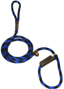 Lone Wolf Products Lone Wolf 3/8” Spiral Color Round Rope Dog Slip Lead - 6’ only Black/Blue