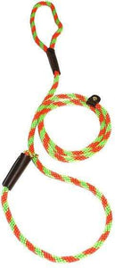 Lone Wolf Products Lone Wolf 3/8” Spiral Color Round Rope Dog Slip Lead - 6’ only Lime Green/Orange