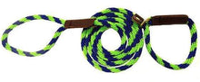 Load image into Gallery viewer, Lone Wolf Products Lone Wolf 3/8” Spiral Color Round Rope Dog Slip Lead - 6’ only Lime Green/Pacific Blue