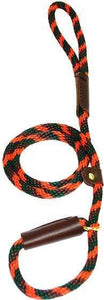 Lone Wolf Products Lone Wolf 3/8” Spiral Color Round Rope Dog Slip Lead - 6’ only Orange Camouflage