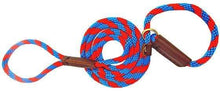 Load image into Gallery viewer, Lone Wolf Products Lone Wolf 3/8” Spiral Color Round Rope Dog Slip Lead - 6’ only Pacific Blue/Red