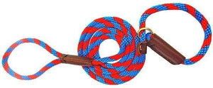 Lone Wolf Products Lone Wolf 3/8” Spiral Color Round Rope Dog Slip Lead - 6’ only Pacific Blue/Red