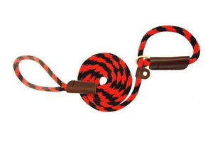 Lone Wolf Products Lone Wolf 3/8” Spiral Color Round Rope Dog Slip Lead - 6’ only Red/Black