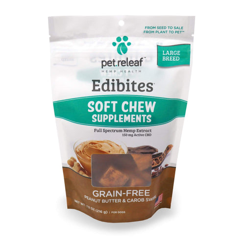 Pet Releaf Pet Releaf Edibites Soft Chew Large Breed Peanut Butter & Carob Swirl CBD Treats for Dogs - 7.5 oz.