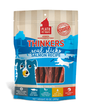 Load image into Gallery viewer, Plato Plato Thinkers Salmon Recipe Real Sticks Dog Treats 10 oz. bag