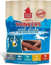 Load image into Gallery viewer, Plato Plato Thinkers Salmon Recipe Real Sticks Dog Treats 6.5 oz. bag