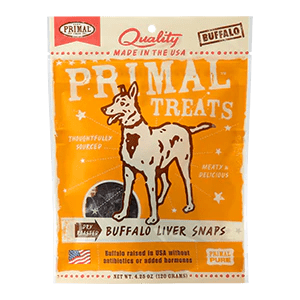 Primal Pet Foods Primal Buffalo Liver Snaps Dog Treats - 4.25 oz. bag