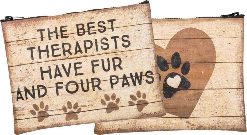 Primitives by Kathy The Best Therapists Have Fur & Four Paws - Zipper Pouch