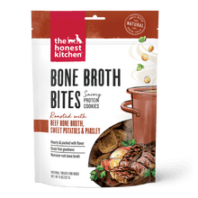 Load image into Gallery viewer, The Honest Kitchen The Honest Kitchen Bone Broth Bites Beef Bone Broth, Sweet Potatoes &amp; Parsley Dog Treats - 8 oz. bag