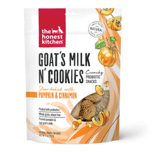 Load image into Gallery viewer, The Honest Kitchen The Honest Kitchen Goat’s Milk N’ Cookies Slow Baked with Pumpkin &amp; Cinnamon Recipe Dog Treats - 8 oz. bag