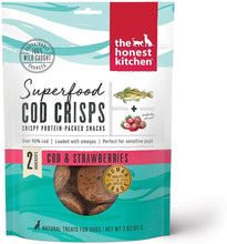 Load image into Gallery viewer, The Honest Kitchen The Honest Kitchen Superfood Cod Crisps Cod &amp; Strawberry Dehydrated Dog Treats - 3 oz. bag